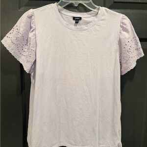 Express Women's Light Purple Eyelet Sleeve Tee